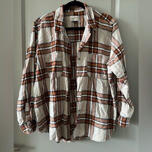 Universal Thread Orange and Navy Plaid Shirt